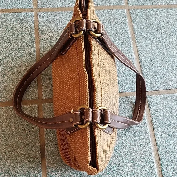 Fossil Bag Genuine Classic 1954 Vintage Bag Small Woven Brown Leather Trim - Picture 4 of 15